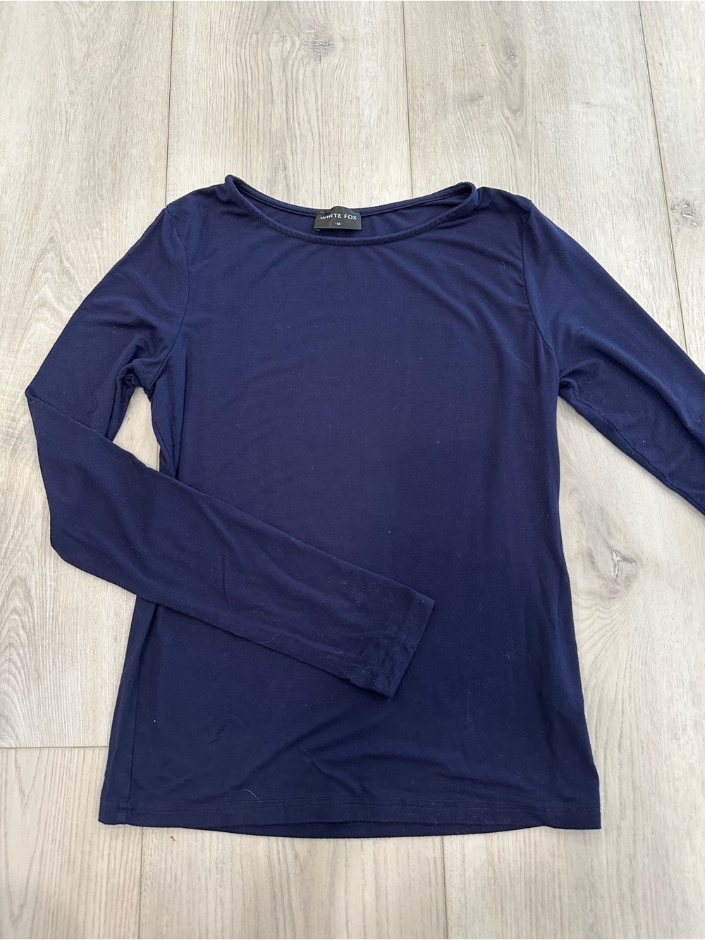 White Fox Boutique Navy Long Sleeve Crew Neck Tee